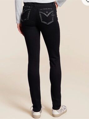 Miss Me Black Stretch Skinny Jeans with Sequin-Trim Pockets